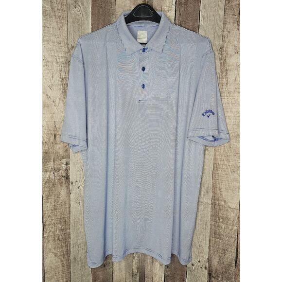 CALLAWAY Opti-Dri Golf Short Sleeve Polo SHIRT Blue White Stripe Men's size XL - Picture 1 of 5